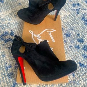 Black suede Louboutin booties